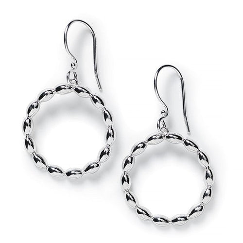 Southern Gates® Luna Rice Bead Earrings 25mm 925 sterling silver Designed and distributed in Charleston, SC   Gorgeous sterling silver rice beads pay homage to the Holy City's rice history and South Carolina's agricultural background.