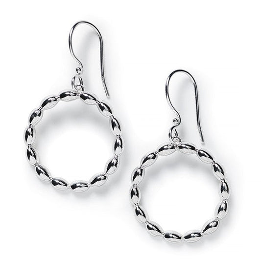 Southern Gates® Luna Rice Bead Earrings 25mm 925 sterling silver Designed and distributed in Charleston, SC   Gorgeous sterling silver rice beads pay homage to the Holy City's rice history and South Carolina's agricultural background.