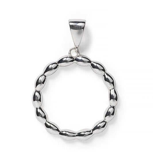 Southern Gates® Luna Rice Bead Pendant 25mm 925 sterling silver Designed and distributed in Charleston, SC   Gorgeous sterling silver rice beads pay homage to the Holy City's rice history and South Carolina's agricultural background.