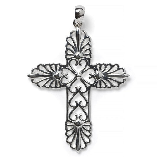 Southern Gates® Palmette Cross Pendant Inspiration Series 45x36mm 925 sterling silver Designed and distributed in Charleston, SC  Beautiful scroll designs reminiscent of the ironwork found in historic churches, chapels, and cathedrals have inspired this intricate filigree jewelry.  *chain sold separately*