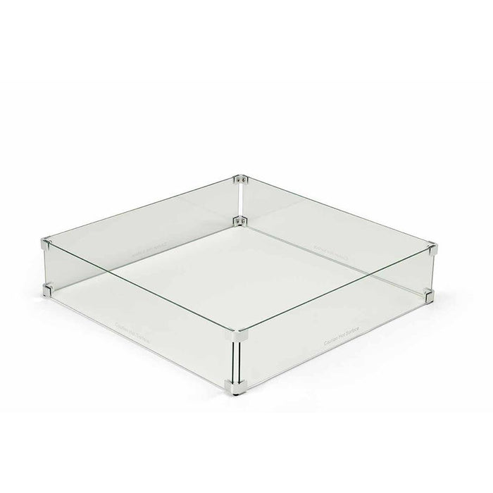 Square Fire Pit Glass Wind Guard by HPC Fire