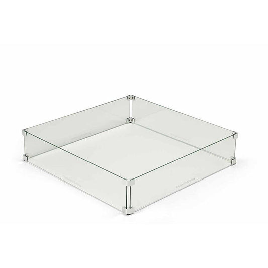 Square Fire Pit Glass Wind Guard by HPC Fire