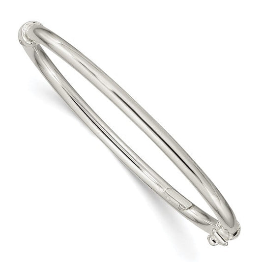 Sterling Silver Polished 3mm Hinged Baby Bangle .925 Made in Italy
