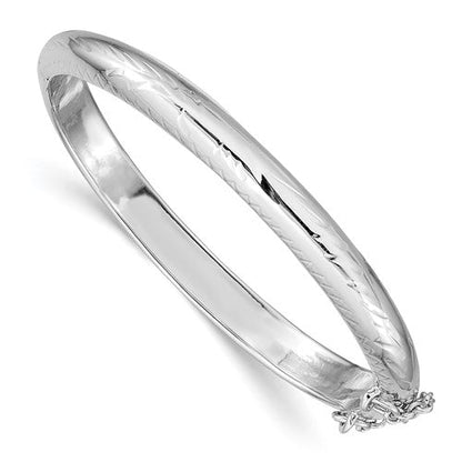 Children's Sterling Silver Rhodium-plated 5mm D/C Hinged Bangle Bracelet  .925  5.5 inches