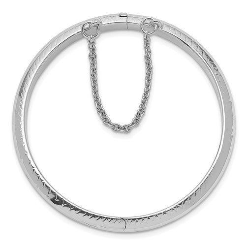Children's Sterling Silver Rhodium-plated 5mm D/C Hinged Bangle Bracelet  .925  5.5 inches