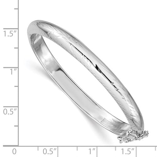 Children's Sterling Silver Rhodium-plated 5mm D/C Hinged Bangle Bracelet  .925  5.5 inches