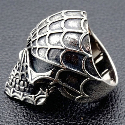 Side view showing the solid band of the heavy sterling silver ring