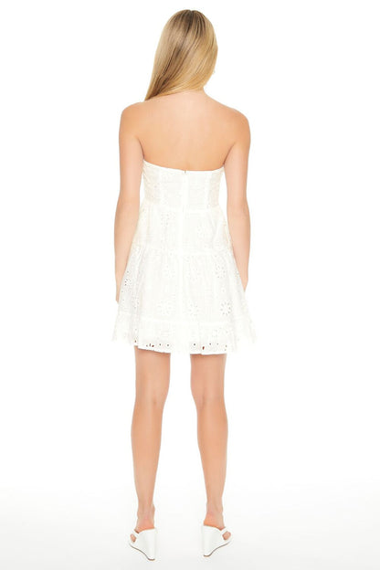 Strapless Eyelet Bustier Mini Dress