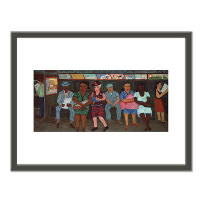 Ralph Fasanella, Subway Riders, 1950, American Folk Art Museum, New York, Â© Estate of Ralph Fasanella. Art Prints with black frame in various sizes by Museums.Co