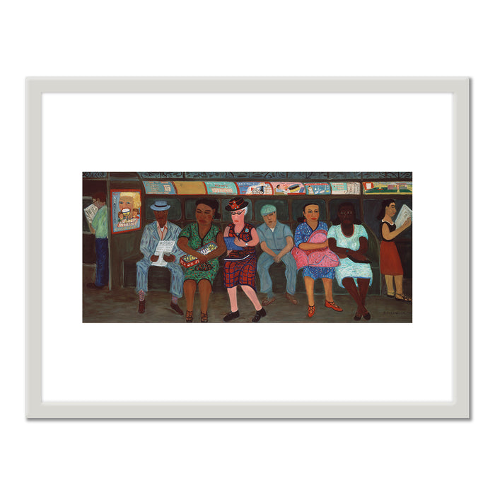 Ralph Fasanella, Subway Riders, 1950, American Folk Art Museum, New York, Â© Estate of Ralph Fasanella. Art Prints with white frame in various sizes by Museums.Co
