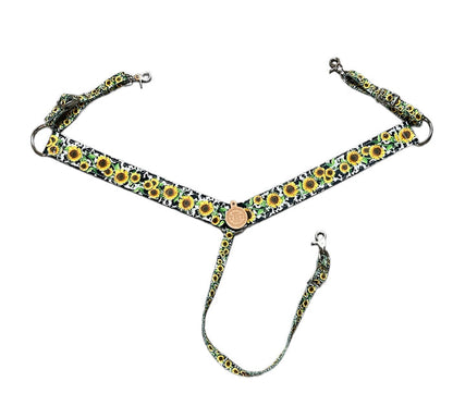 Sunflower cow print tack set breast collar nylon horse size