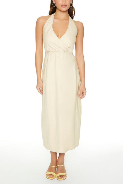Surplice Halter Maxi Dress