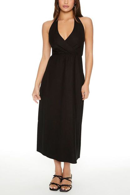 Surplice Halter Maxi Dress