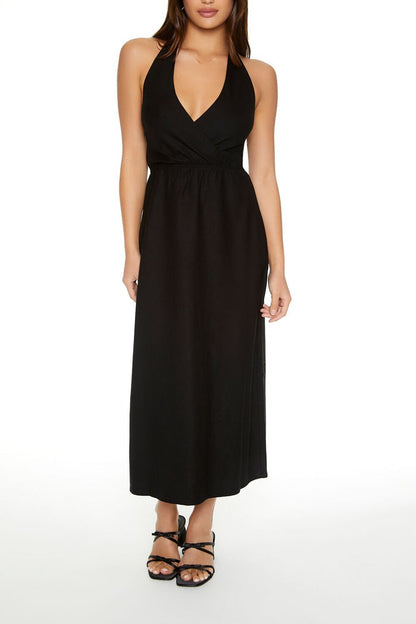 Surplice Halter Maxi Dress
