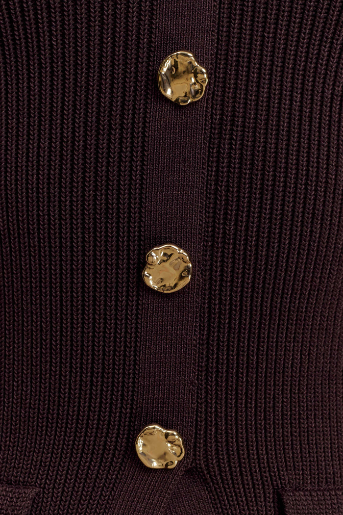 Suzie Ribbed Long Sleeve Longline Top - Chocolate