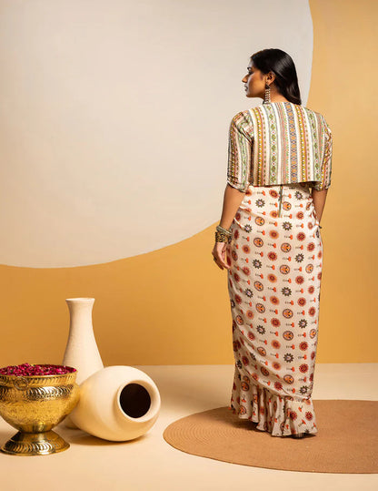Taarani long drape dress set