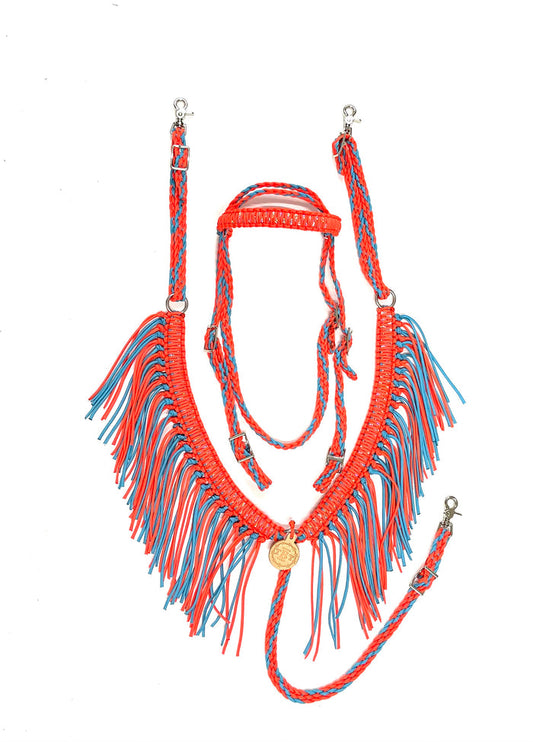 tack set- neon orange,neon turquoise - Tiffanys Braided Tack LLC