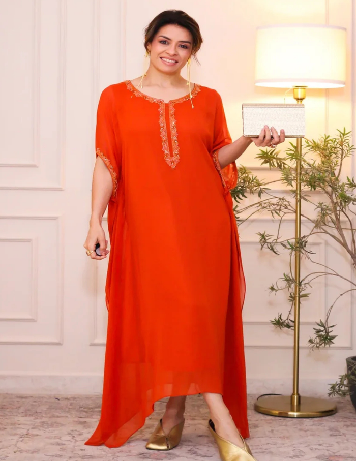 Tangerine Viscose Kaftan