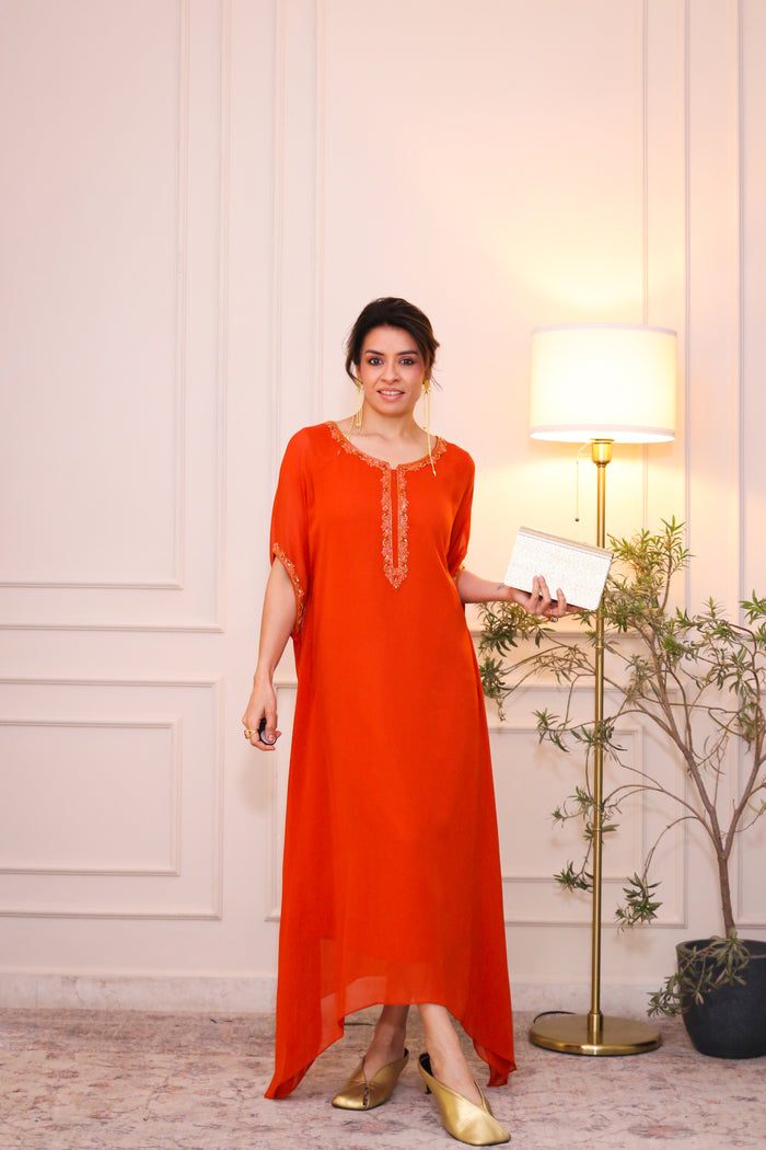 Tangerine Viscose Kaftan