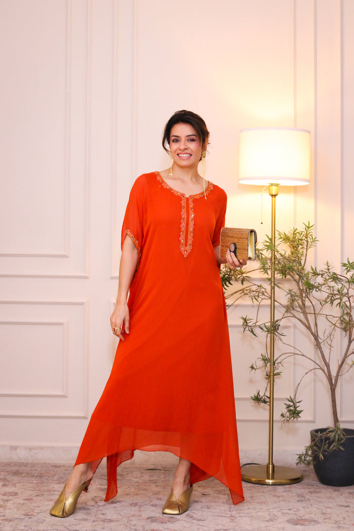 Tangerine Viscose Kaftan