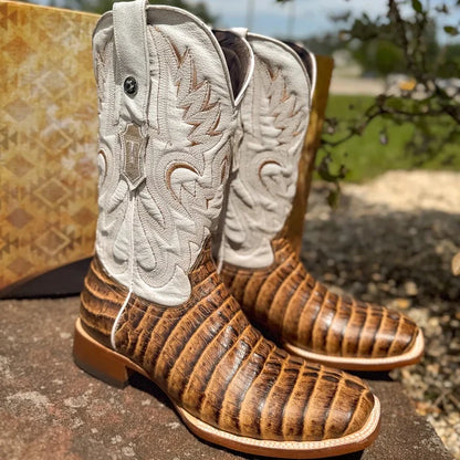 Tanner Mark Men's Imitation Caiman Tail Western Boot in Orix