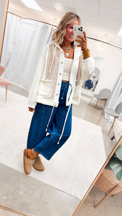 The Ashbury Layered Hoodie Jacket-Cream/Beige