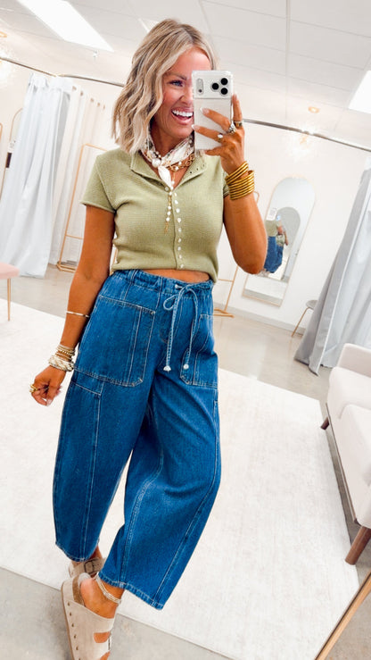 The Buttoned Bliss Sweater Top-Matcha