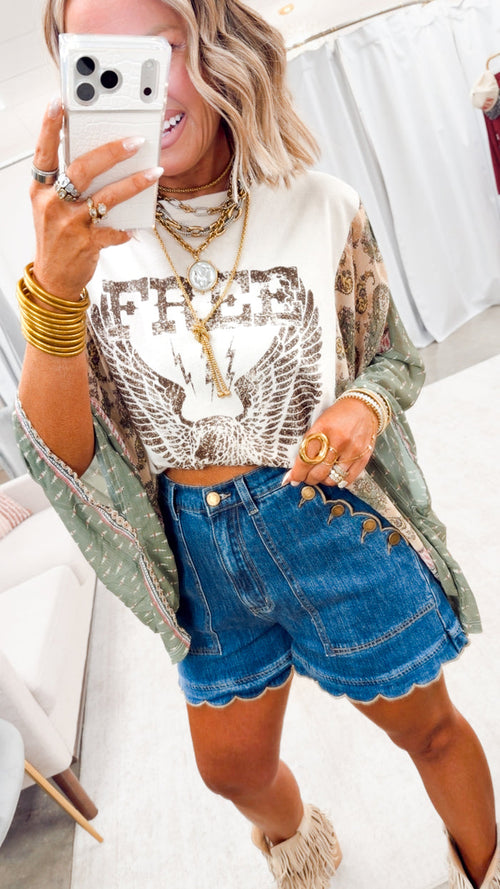 The Dallas Scalloped Denim Shorts