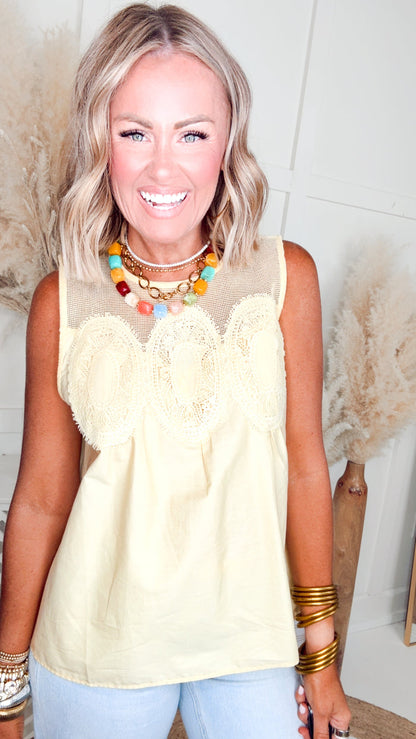 The Evermore Lace Top-Yellow