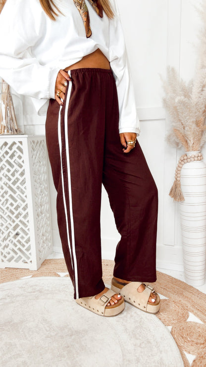 The Gigi Stripe Pants-Espresso