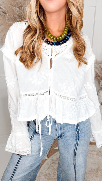 The Heirloom Embroidered Blouse-White