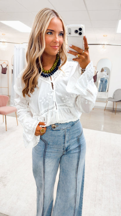 The Heirloom Embroidered Blouse-White