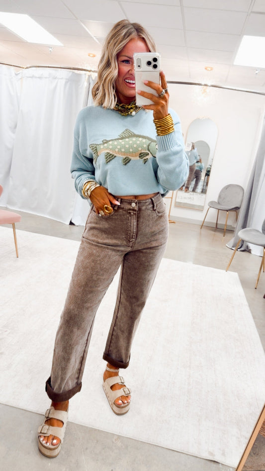 The Hudson High Rise Pant-Brown