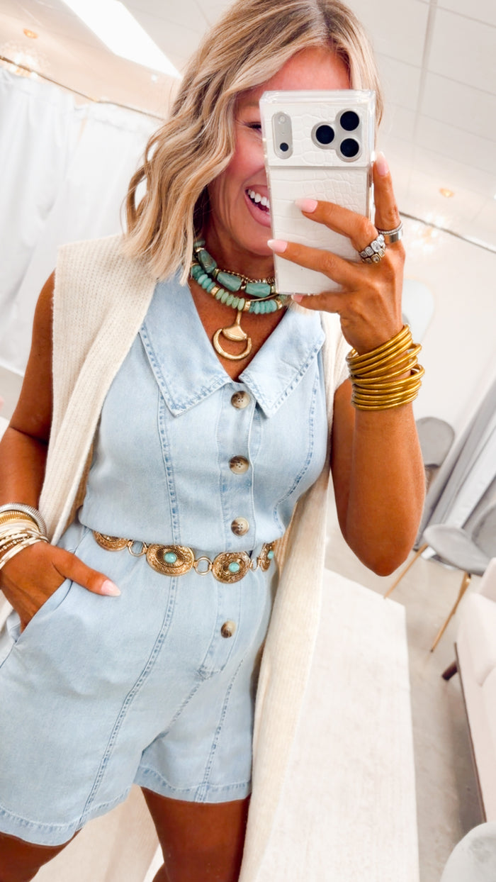 The Lariat Sky Romper-Lt Denim
