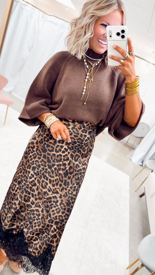 The Maddy Mock Neck Sweater-Chocolate