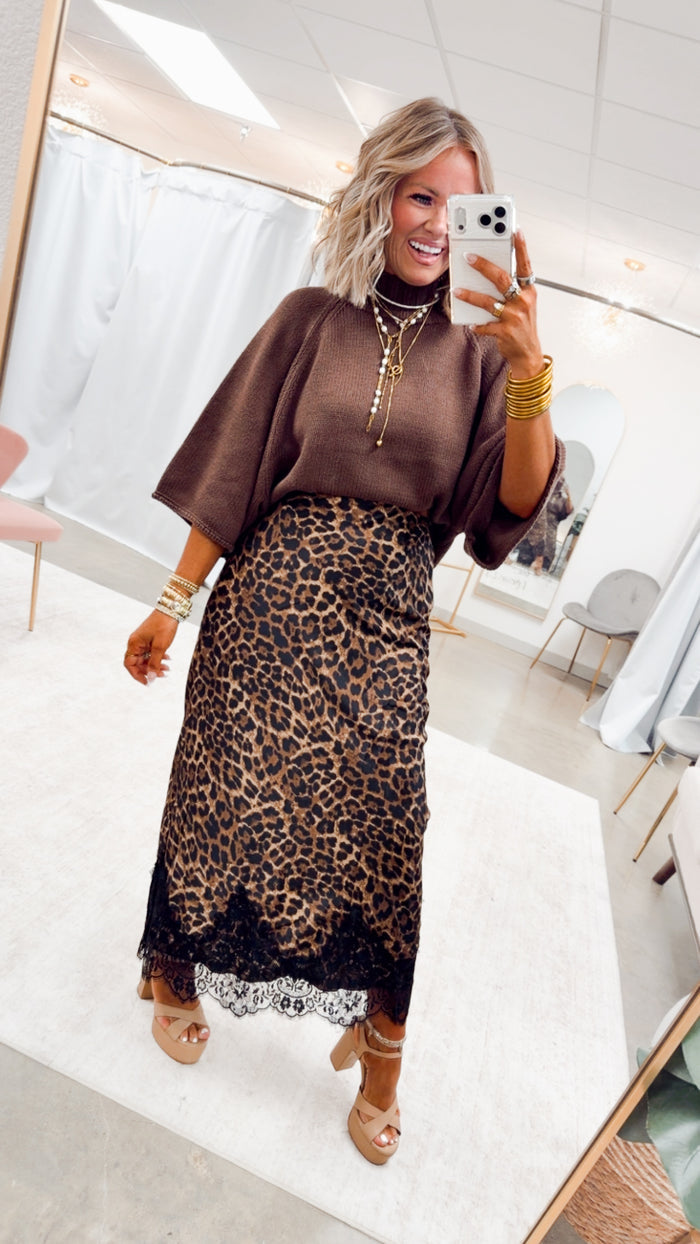 The Maddy Mock Neck Sweater-Chocolate