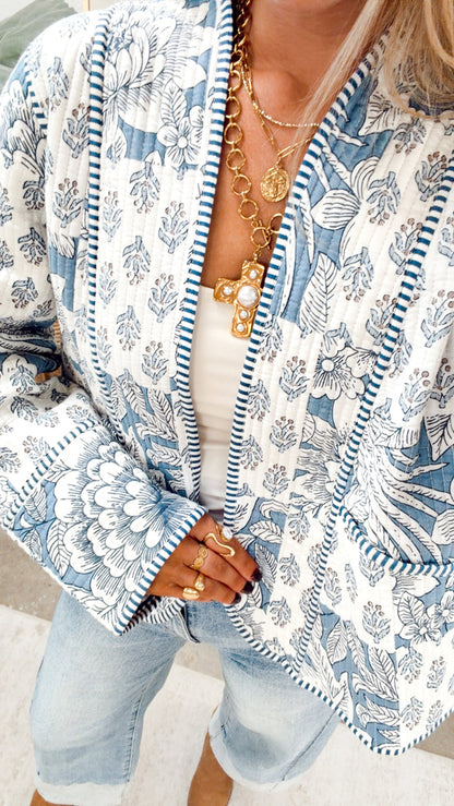 The Pippa Quilted Jacket-Blue Multi