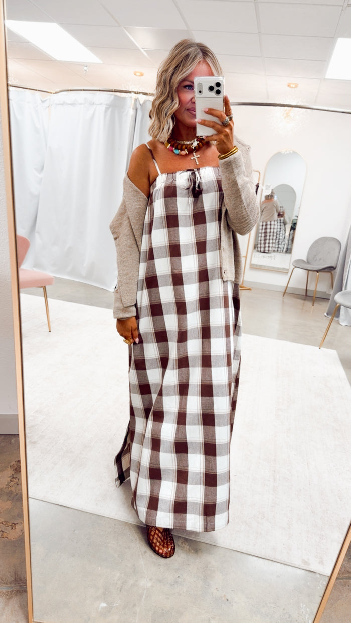 The Plaid Darling Dress-Chocolate