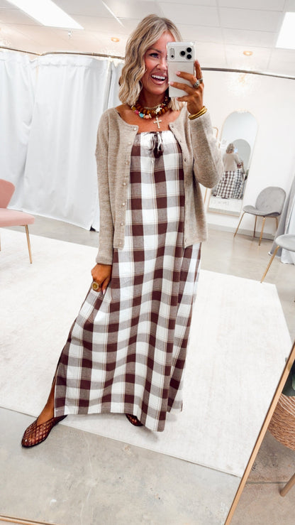 The Plaid Darling Dress-Chocolate
