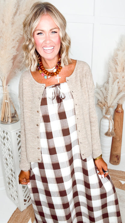 The Plaid Darling Dress-Chocolate