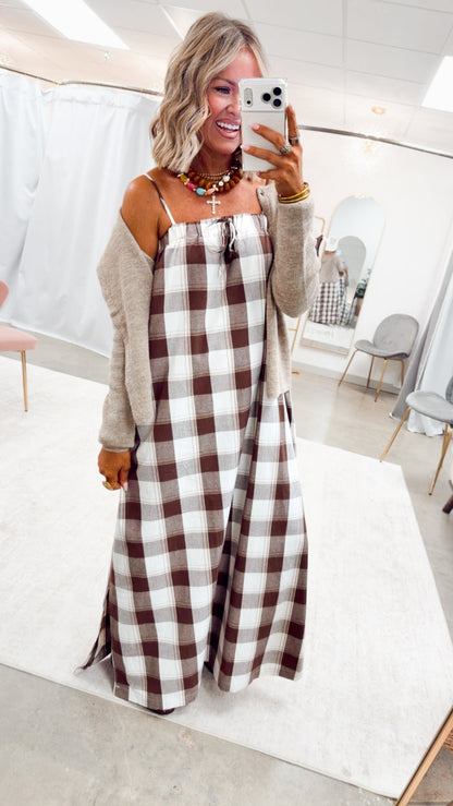 The Plaid Darling Dress-Chocolate