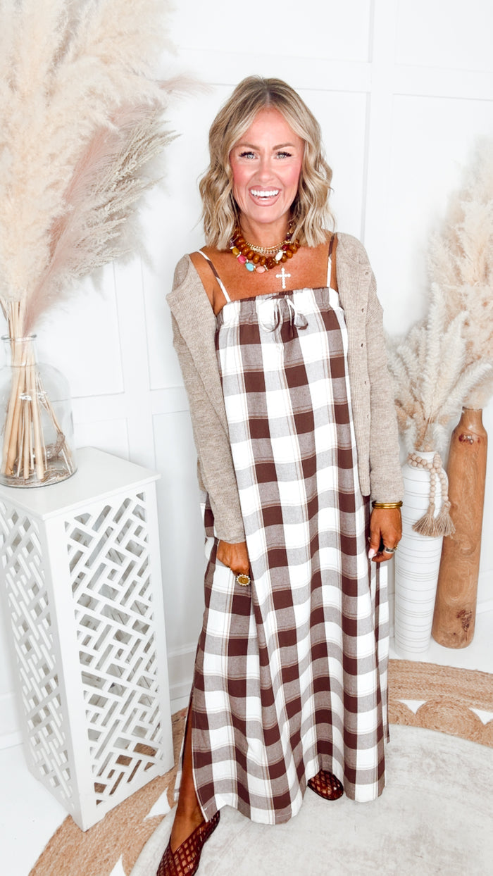 The Plaid Darling Dress-Chocolate