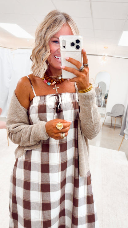 The Plaid Darling Dress-Chocolate