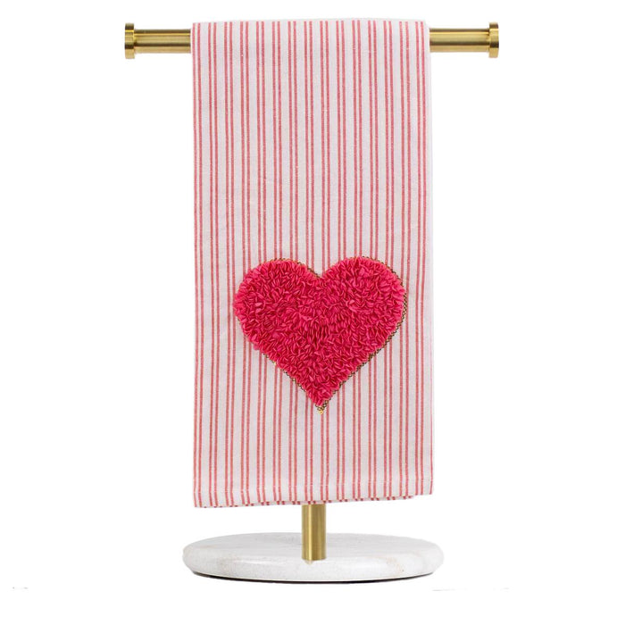 The Royal Standard Heart to Heart  Hand Towel-White Pink