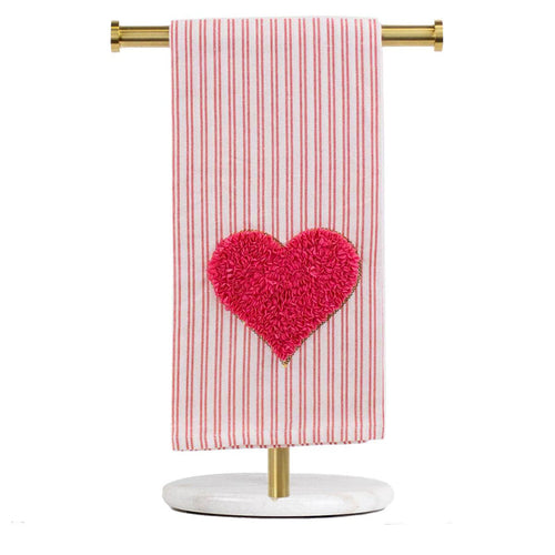 The Royal Standard Heart to Heart  Hand Towel-White Pink
