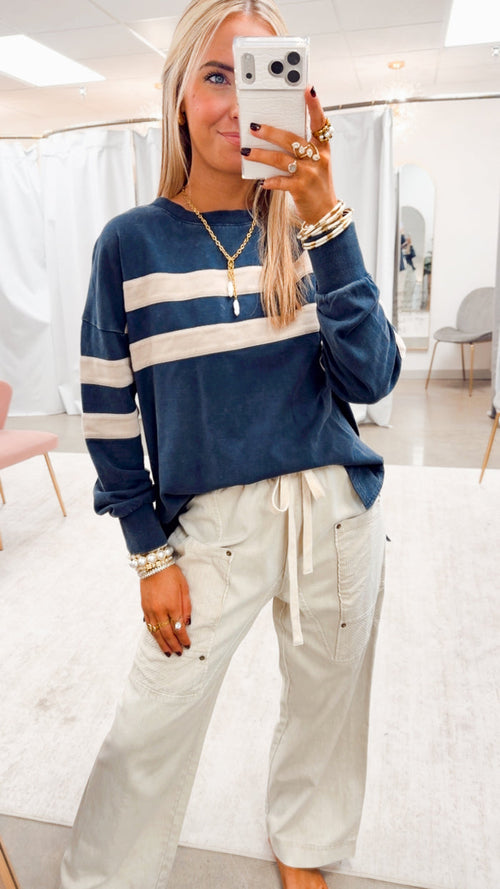The Stripe Society Pullover-Navy