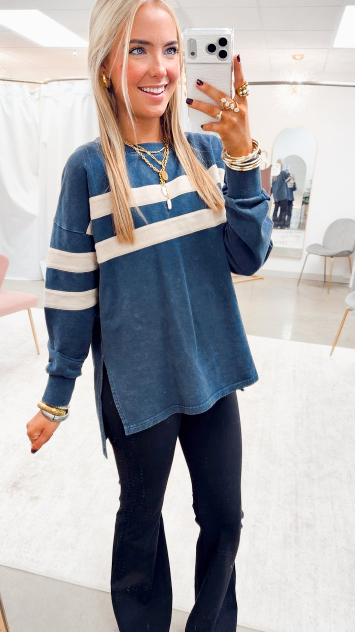 The Stripe Society Pullover-Navy
