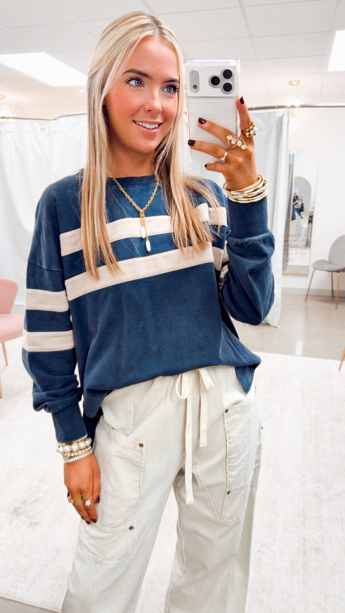 The Stripe Society Pullover-Navy