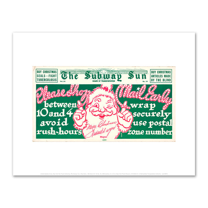 Amelia Opdyke Jones, New York City Transit Authority, The Subway Sun, Shop Early.. Mail Early Vol. XV No. 19, 1948, New York Transit Museum, XX.2018.4.4, Â© Metropolitan Transportation Authority. Fine Art Prints in various sizes by Museums.Co
