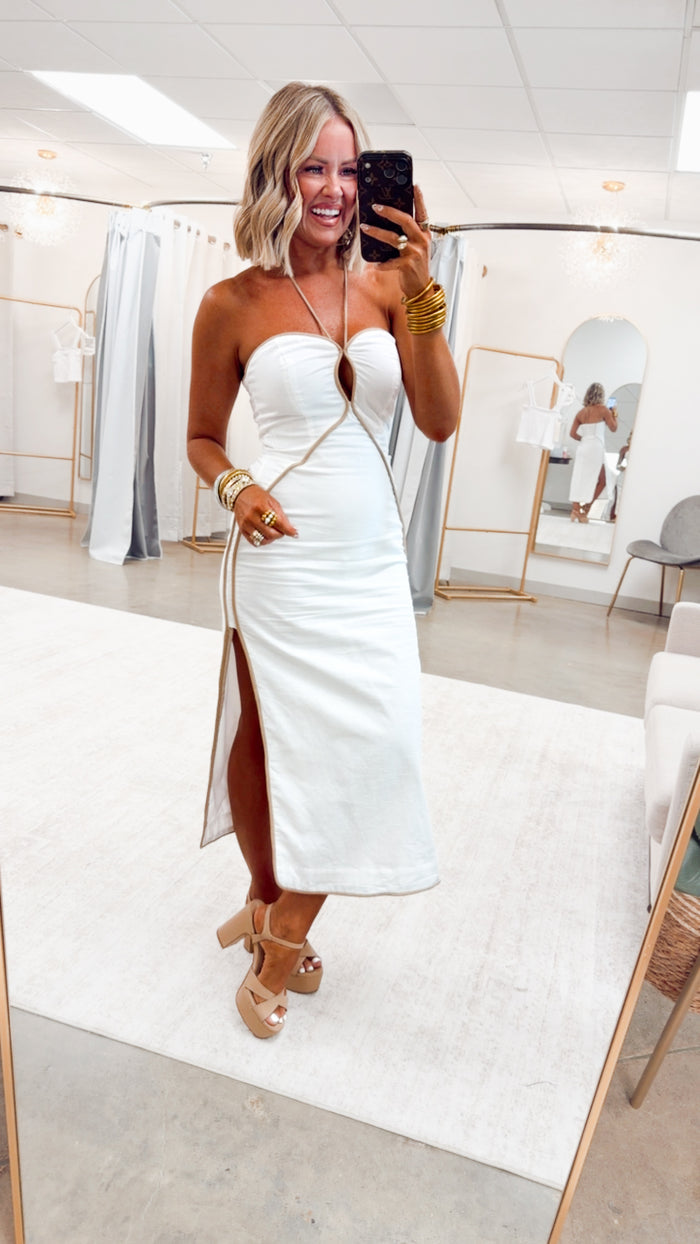 The Tahiti Tide Midi Dress-Off White